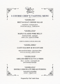 5 Course Chef's Tasting Menu