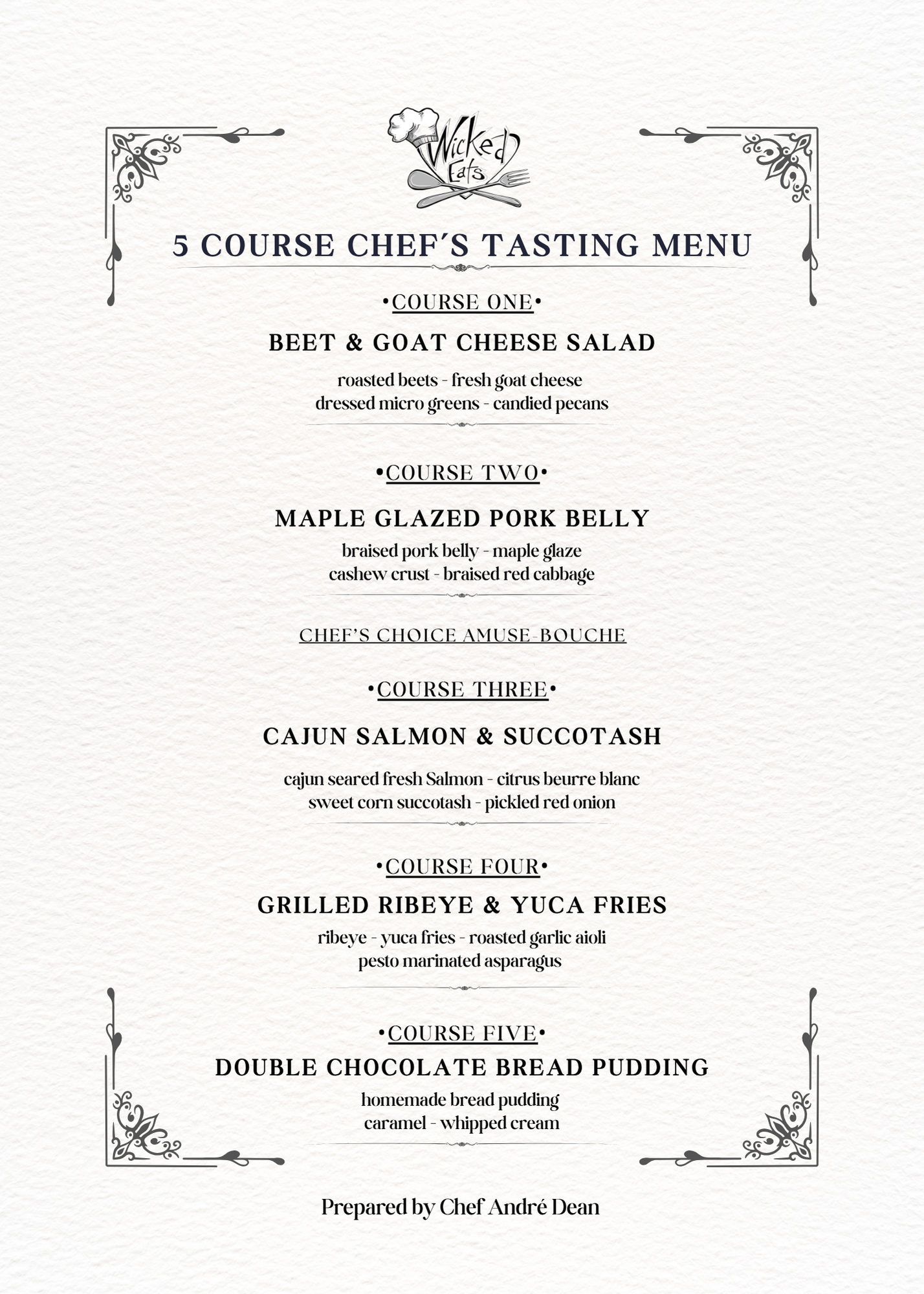 5 Course Chef's Tasting Menu